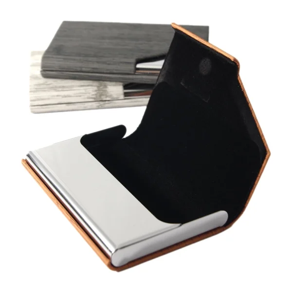 Random Wood Texture PU Name Card Holder