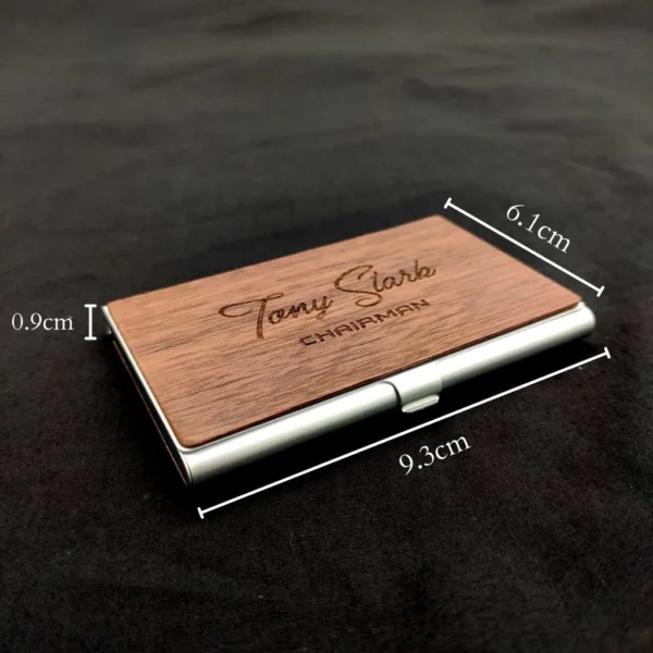 Personalized Wooden Name Card Holder L9.3cm W6.1cm H0.9cm