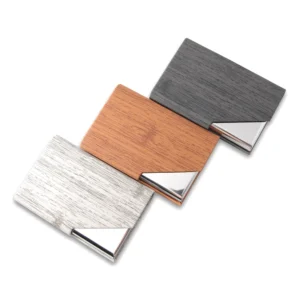 Random Wood Texture PU Name Card Holder